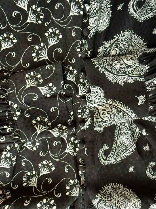 Ted Baker Black & White Mixed Paisley Midi Dress Size 2 Boho Designer Occasion - Picture 9 of 16